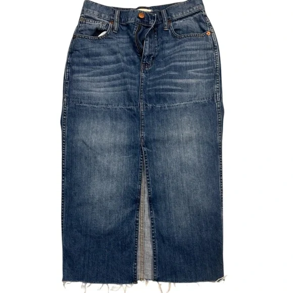 Madewell The Rilee Denim Midi Skirt Size 26 - Picture 3 of 7